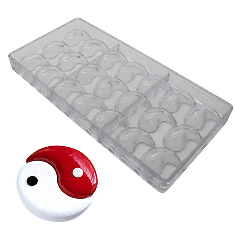 21 Cavity Yin Yang Chocolate Mold Food-grade Plastic Chocolate Mold 3D Form For Cooking Bakery Tools Home DIY Dessert Mold