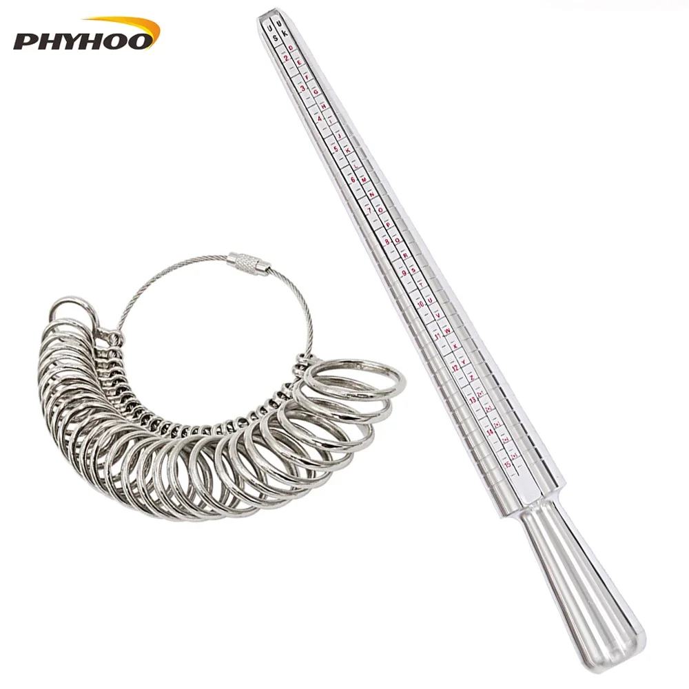 UK/US/EU/JP Ring Sizer Finger Gauge Stick Mandrel Metal Jewelry Measuring Tool 