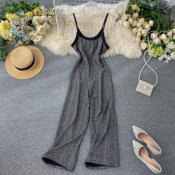 

Boho Vintage Bright Silk Sexy Summer Full Length Jumpsuit Casual Spaghetti Strap Elegant Women Playsuit Beach Holiday Romper
