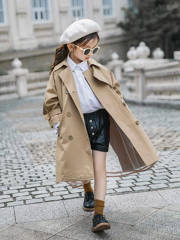 

Girls'windwear, Long Style, New Kids' Outerwear, Autumn Clothes, Korean Version Of Girls'spring And Autumn Jackets