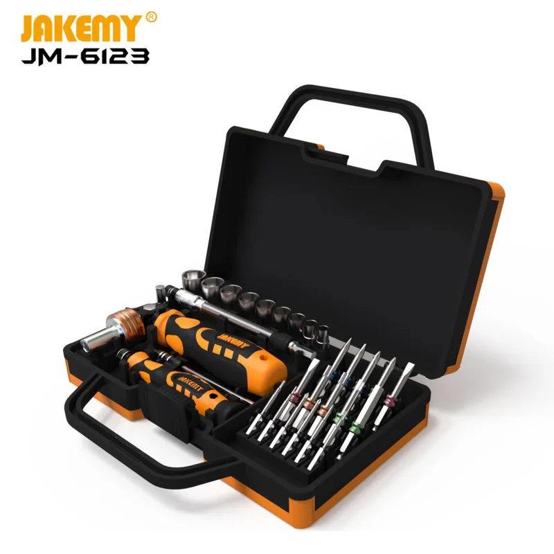 

JAKEMY JM-6123 Manufacturer 31 pcs Color Ring hardware hand electric screwdriver set repair tool diy Hand Tool Set