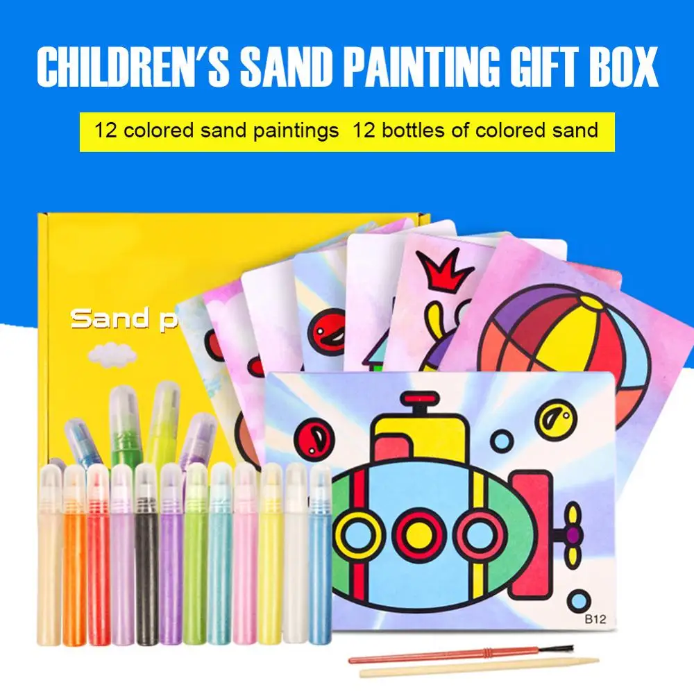 

12pcs/set Children's Sand Painting Set DIY Color Sand Painting For Boys Girls Toy Kindergarten Puzzle Handmade Drawing Toys