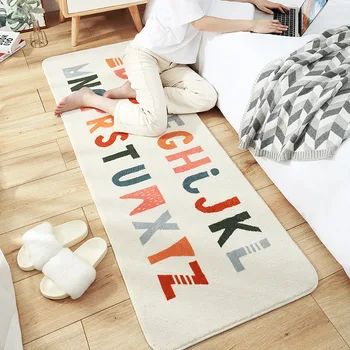 

Modern Letter Alphabet Home Bedroom Carpet Floor Mat Long Household Room Bedside Lambskin Non-slip Feet