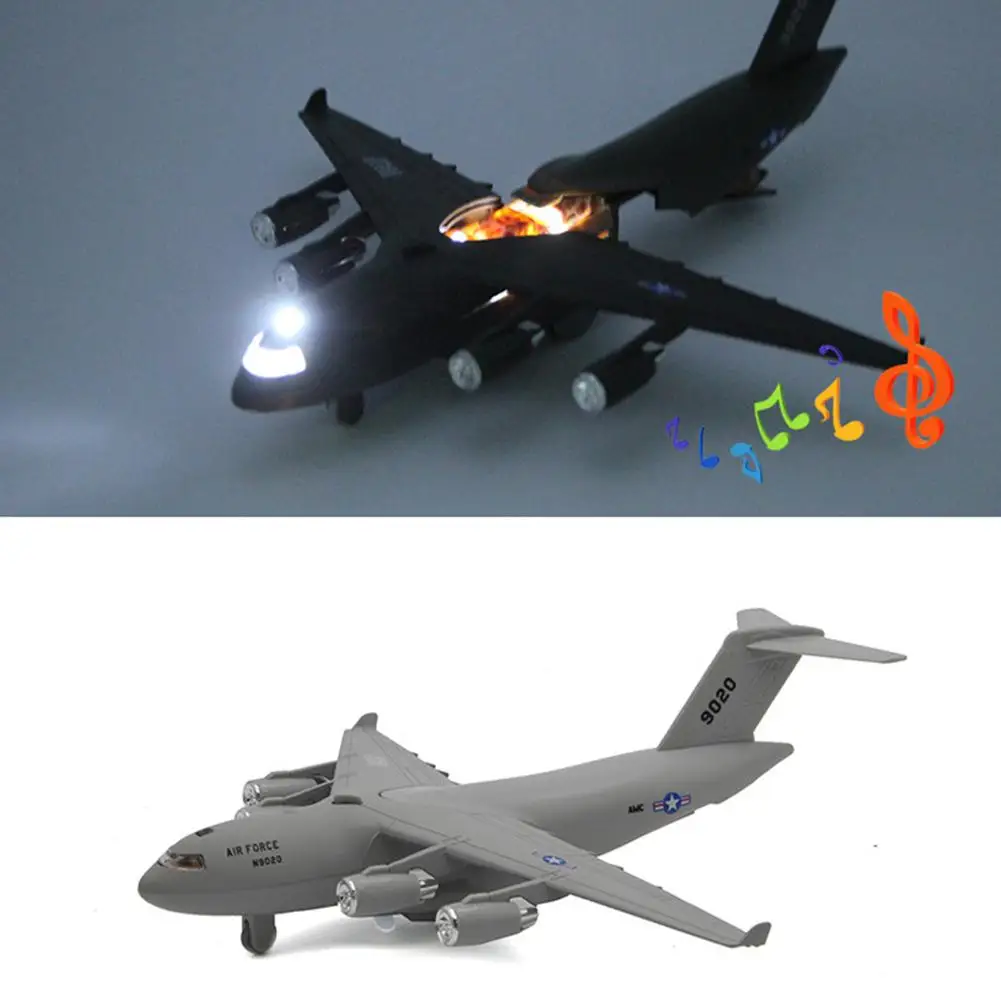 1/32 C17 транспортный самолёт музыкальная светодиодная модель настольное украшение