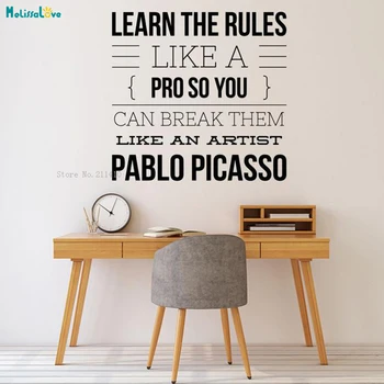 

Office Wall Decals Home Decor Learn the Rules and Break You Can Break Them Removable Stickers Art Vinyl Murals YT2403