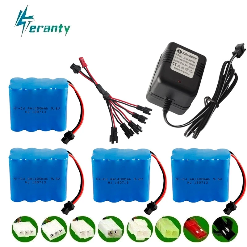 

( X Model ) Ni-CD 9.6V 1400mah Battery + 9.6v Charger For Rc toy Car Tank Train Robot Boat Gun AA 9.6v Rechargeable Battery Pack