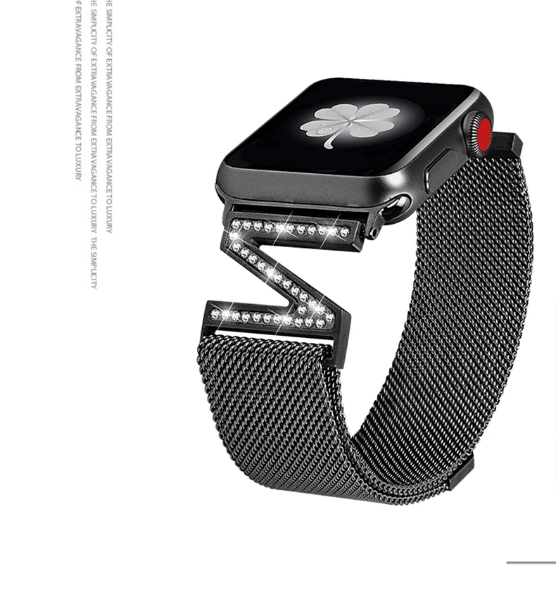 Для женщин часы аксессуары Нержавеющая сталь Band для Apple Watch серии 1/2/3/4, 42 мм, 38 мм, 40 мм 44 браслет ремешок