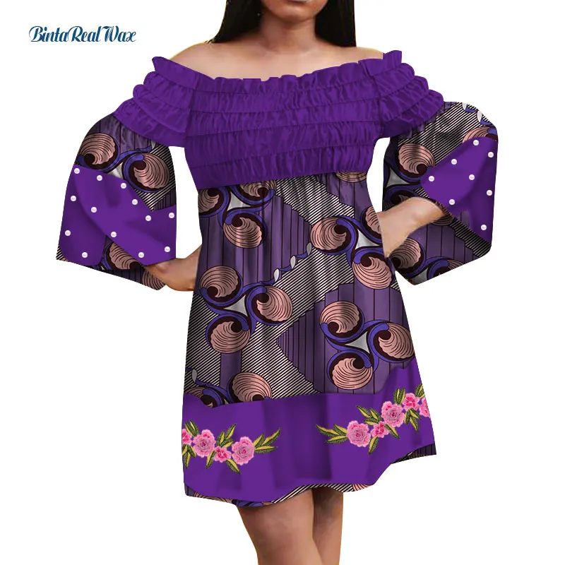 Dashiki African Print Dresses for Women Bazin Riche Ankara Print Pearl Applique Dresses Traditional African Clothing WY5039