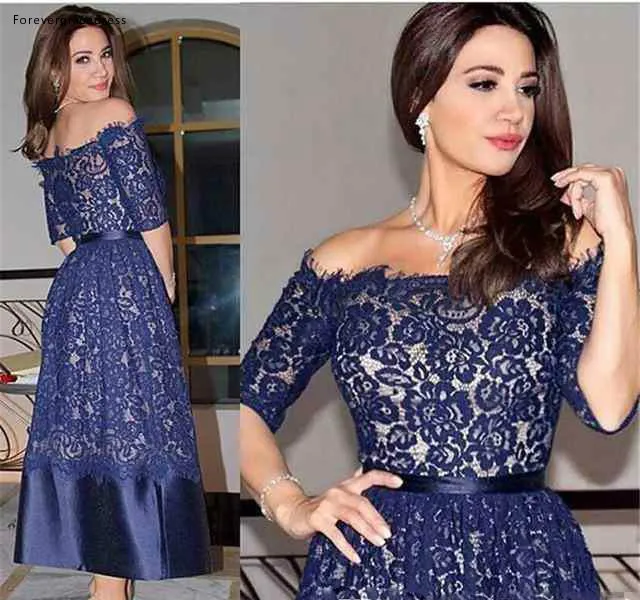 

2019 Full Lace Mother of the Bride Dresses New with Half Sleeves Formal Godmother Evening Wedding Party Guests Gown Plus Size