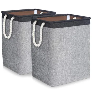 

Laundry Baskets 2 Pack Foldable Clothes Baskets Portable Clothes Hamper Built-in Lining with Handles Detachable