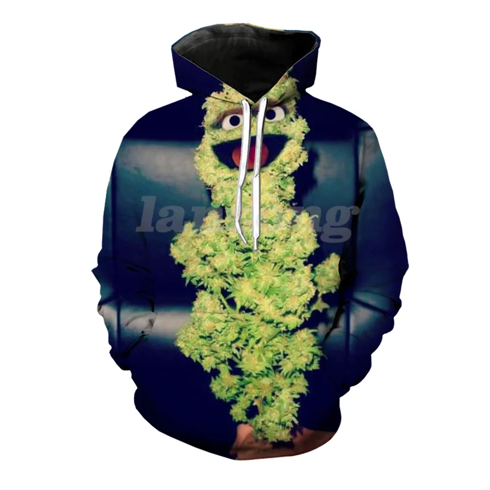 

oscar the grouch weed 3d print hoody/tee shirt/sweatshirt/hoodies/pants men harajuku funny tee streetwear hip hop pullover coats