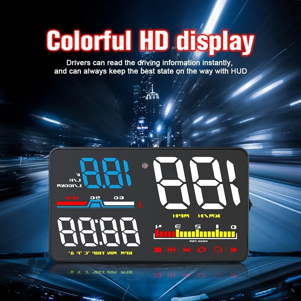 " Автомобиль Hud Дисплей D5000 Obd Obd2 диагностический цифровой прибор ЖК-Спидометр лобовое стекло экранный проектор ускорения Предупреждение