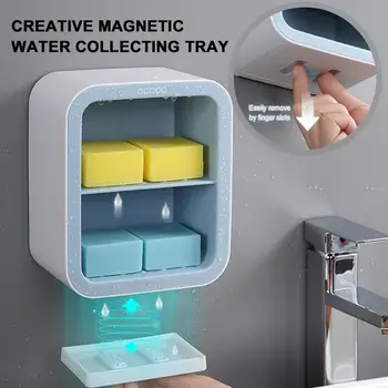 

Portable Soap Dishes Shower Case Holder Wall Mounted Soap Holder Storage Box Stand With Collector Pan Bathroom Accessories Set