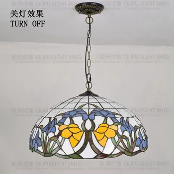 

Diameter 50CM Tiffany Pastoral Mandala Pendant Light Living Room Dining Room Bedroom Lamp Cafe Bar Bar Chain Pendant Metal Iron