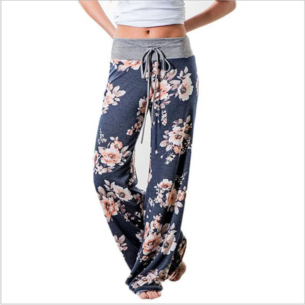 

Pants Spring Autumn Lady Indoor High Waist Drawstring Loose Relaxed Leggings Capris Cotton Blend GYM Training Sport Trousers