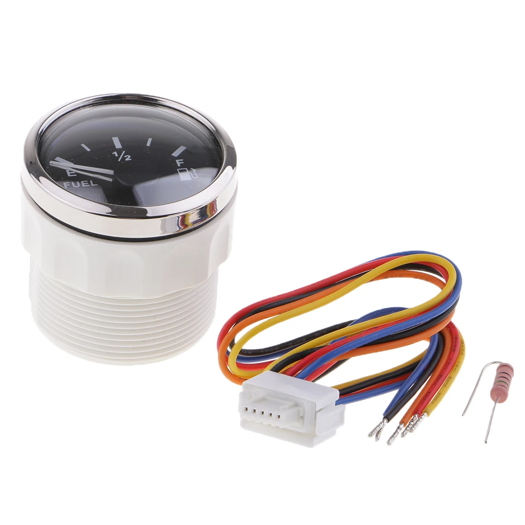 52mm / 2'' Car Boat Fuel Level Gauge Meter E-1/2-F Pointer Display Black