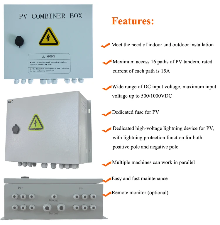 Factory price pv combiner box with 4 string for solar system
