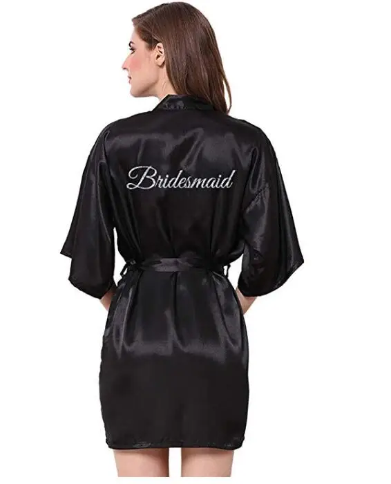 Black and White Satin Wedding Robes 2