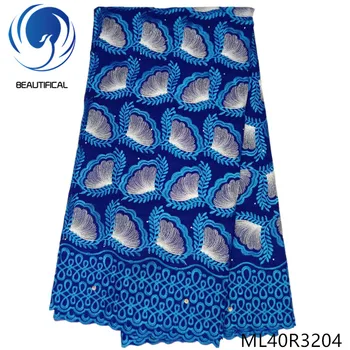 

BEAUTIFICAL nigerian fabrics cotton dry lace fabric with stones High quality embroidery voile lace fabric for dress ML40R32