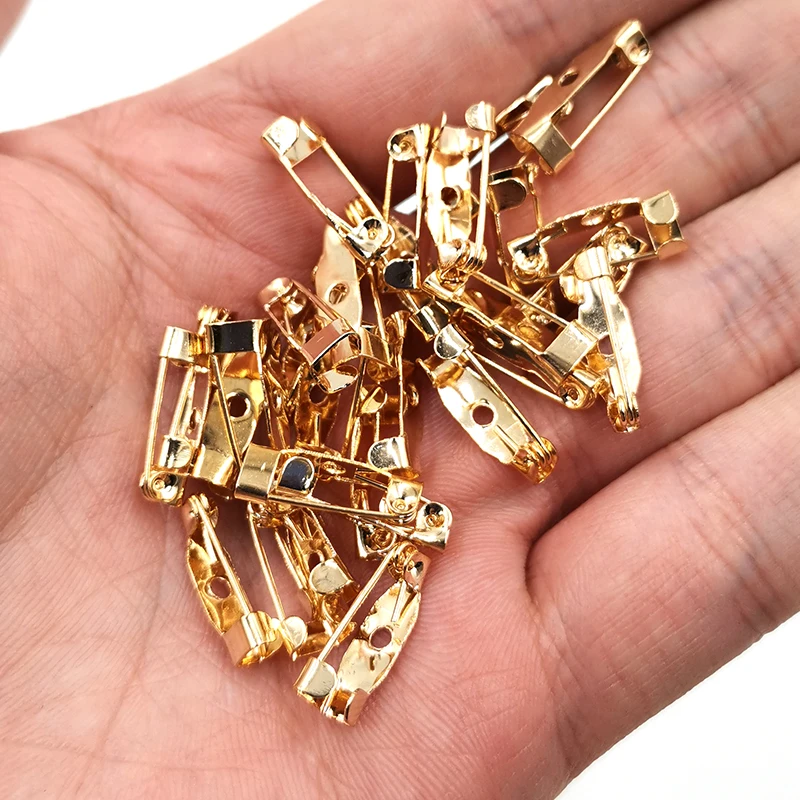

50pcs 35mm 5 Colors Plated Brooch Clip Base Pins Blank Safe Lock Brooch Pin Base For Handmade DIY Jewelry Making Findings