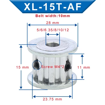 

XL-15T Timing Pulley Bore 5/6/6.35/8/10/12 mm Aluminum Material Pulley Wheel AF shape Slot Width 11 mm For XL-10 mm Timing Belt