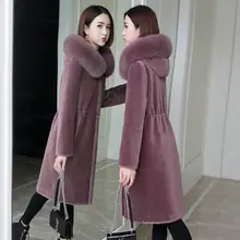 

Sheep shearing coat women's granular cashmere lamb fur coat winter long section slim fur collar fur one