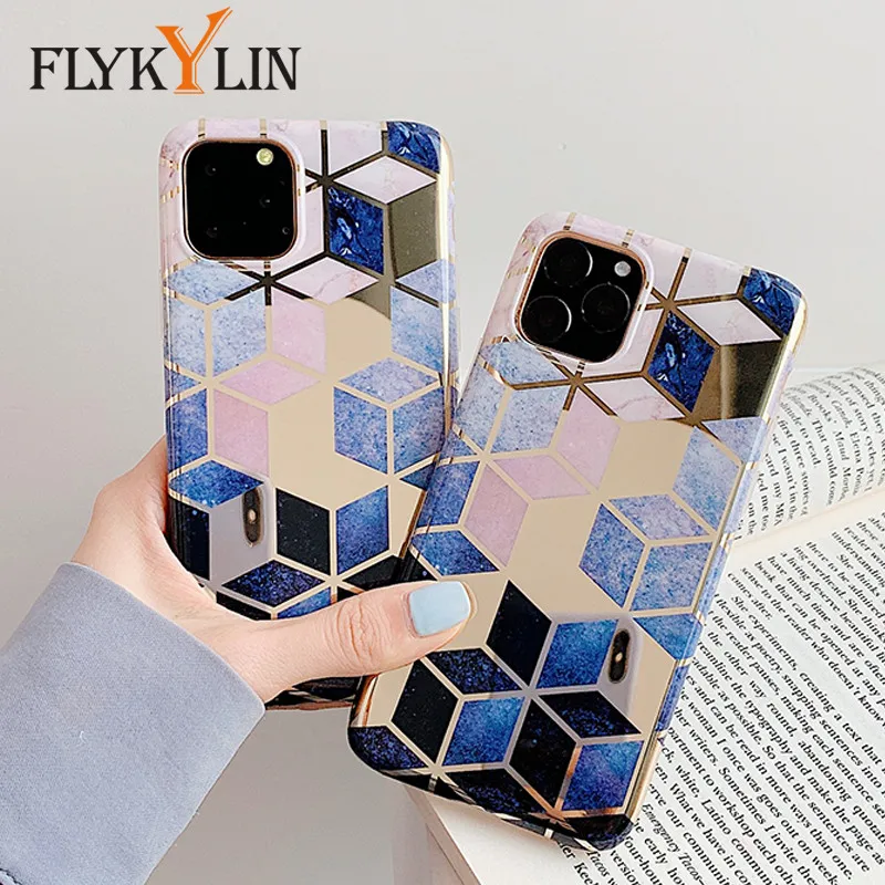 FLYKYLIN ретро геометрический мраморный чехол для iphone XR X XS 11 Pro Max 6 S 7 8 Plus задняя