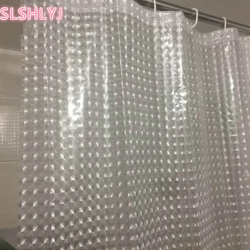 Metal eyePlastic PEVA 3D Waterproof Shower Curtain Transparent White Clear Bathroom Curtain Luxury Bath With 12pcs Hooks shower curtains