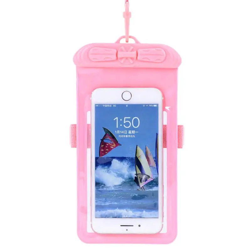 Pink 18X10.5cm 6,5 дюймов сумка для плавания мобильный водонепроницаемый чехол для телефона Дайвинг чехол сумка для телефона хранения Дрифтинг спортивные сумки плавающая подушка безопасности - Цвет: Pink 18X10.5cm