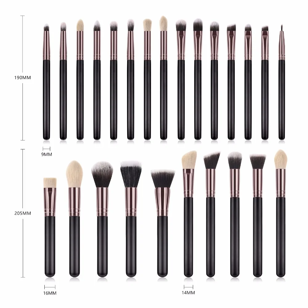Black Makeup brushes set professional Foundation Powder Eyeshadow Make up Brush Blush 25pcs