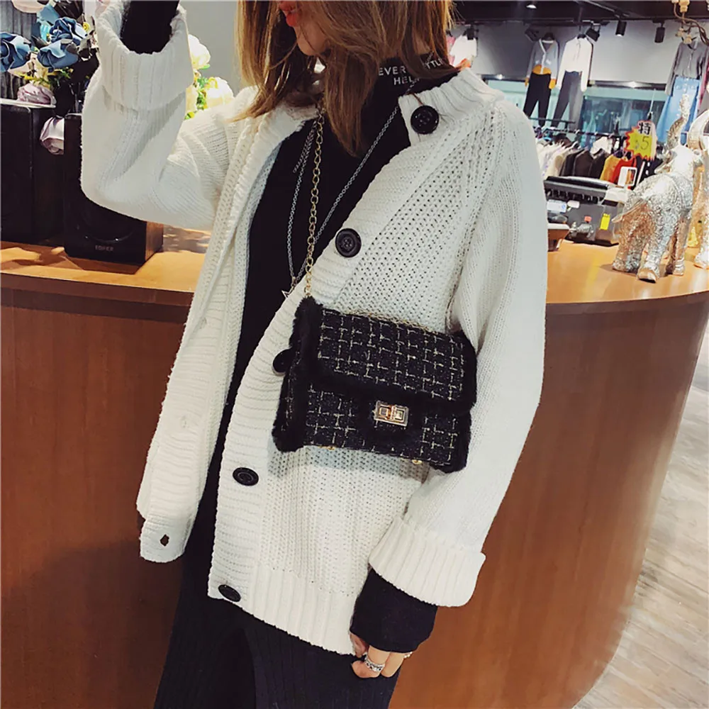 Women Mini Shoulder Bag Retro Luxury Plush Shoulder Bag Tote Handbag Crossbody Messenger Bags Purse Sac A Main#YJ