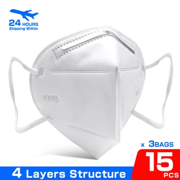 

15pcs NonWoven Face Mouth Mask Safety Antibacterial Face Masks Thickened soft 95% Filtration 4-Layer Mouth Muffle Fast Shipping