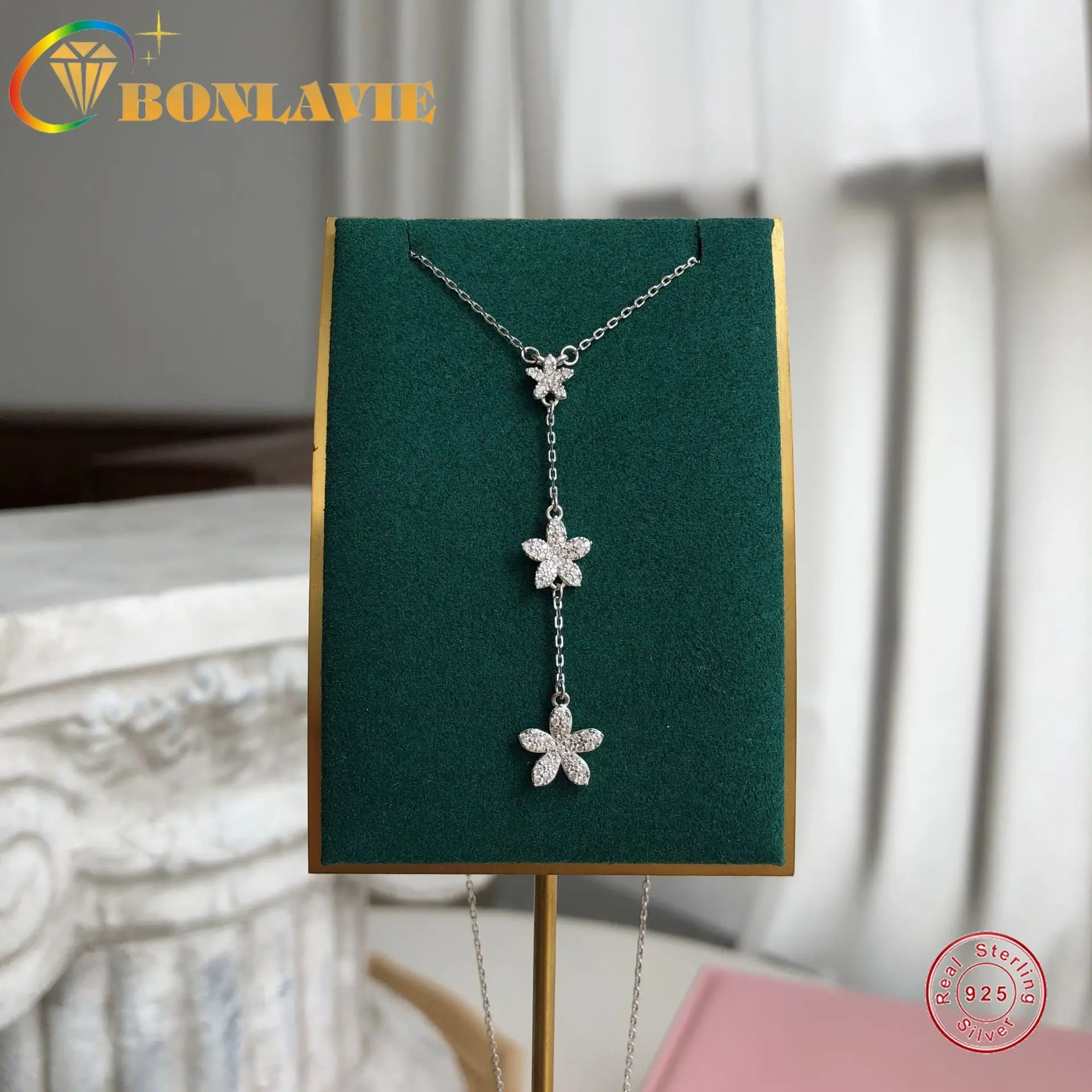 BONLAVIE Flowers Necklace Female Clavicle Chain Ins 925 Sterling Silver Light Luxury Chains Necklaces | Украшения и аксессуары