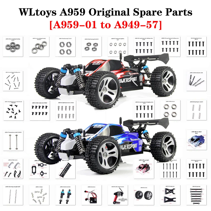 

WLtoys 1:18 RC Car Spare Parts For A949/A959/A969/A979 High-Speed Car Original Accessories Screw/bearing/bolt A959-01 to A949-57