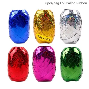 

6pcs/lot 5mm*10m Balloon Laser Tie Rope Ribbon Gift Wrapping Materials Holiday Party Decor DIY Decoration Bouquet Wrap Rope