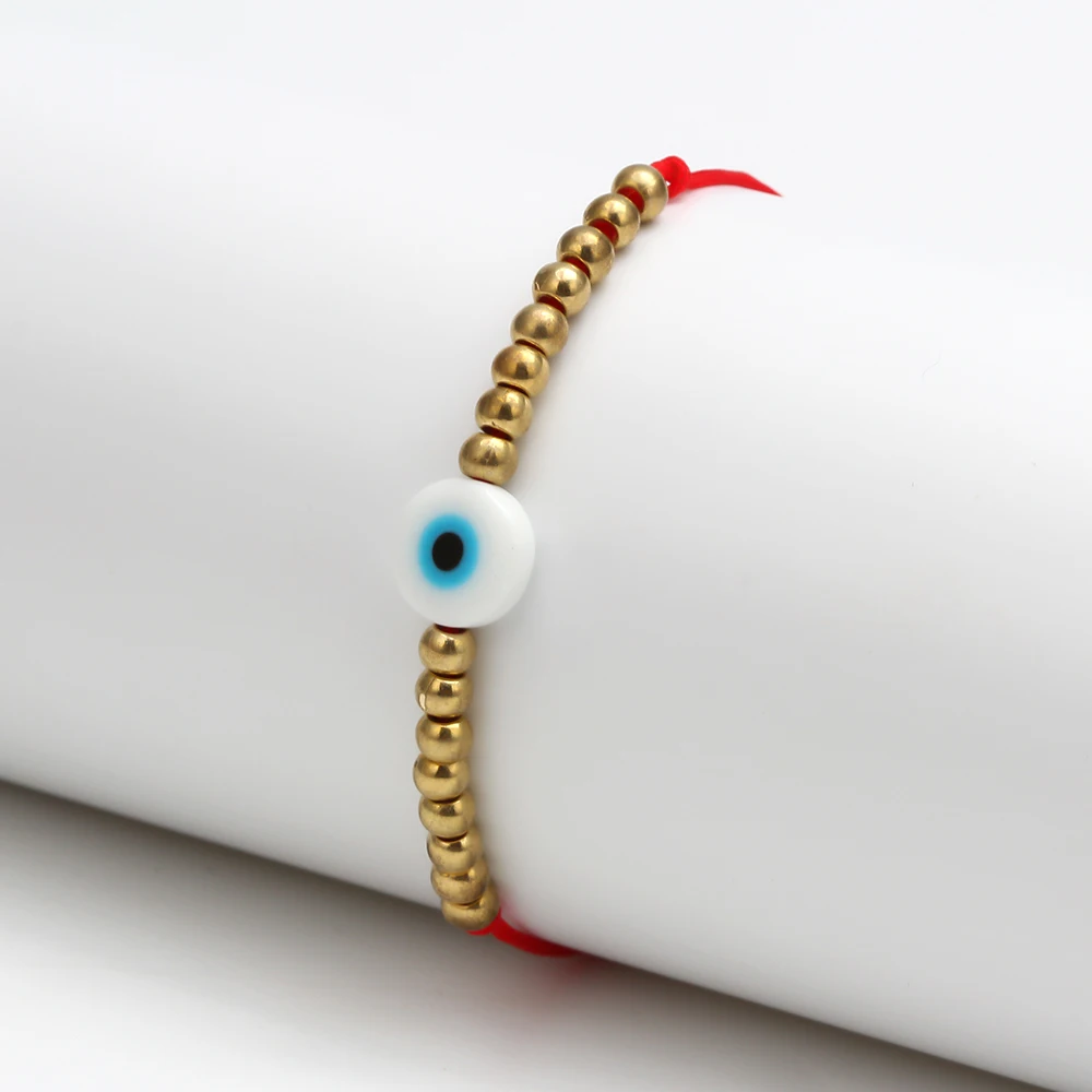 Wish Card Lucky Blue Evil Eye браслеты для женщин и мужчин регулируемый ручной работы красная веревка медный бисерный тканый браслет ювелирные изделия EY6478
