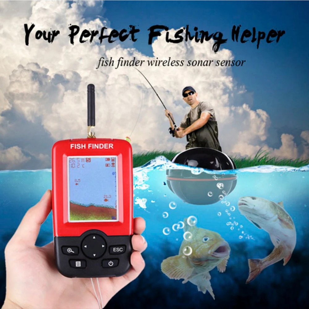  Smart Portable Depth Fish Finder with 100M Wireless Sonar Sensor Echo Sounder Fishfinder for Lake S - 4000127666590