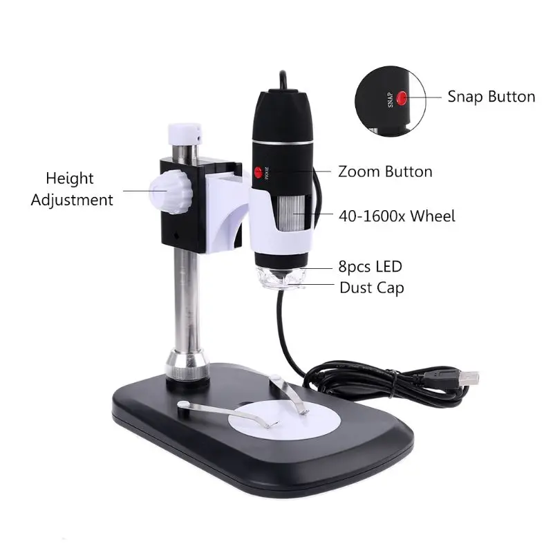  Microscopio Digital 1600X endoscopio con soporte USB 20 portátil de aumento
