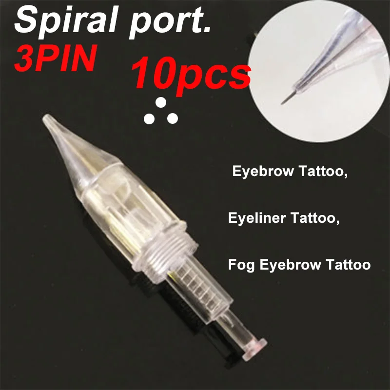 Профессиональная Татуировка Перманентный макияж ручка машина спиральные иглы беспроводной Перезаряжаемый для бровей подводка для глаз губ Areola Новинка - Цвет: 10pcs 3PIN needle