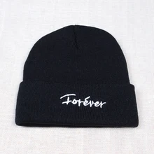 

Men Women Fashion Knit Beanie Winter Forever Letter Hat Ski Winter Knitted Cap Woman Hip Hop Boys Girls