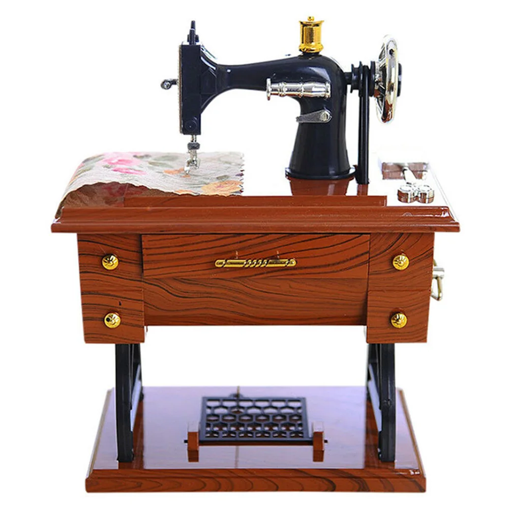 Music Box Vintage Melody Sewing Machine Shape Home Decoration Accessories Bedroom Ornament TB Sale