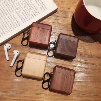 

FreeShip Wood Wooden Charging Case Wireless Bluetooth Headset IOS Charging Box Silicone Earphone Cover Protective Case With Hook
