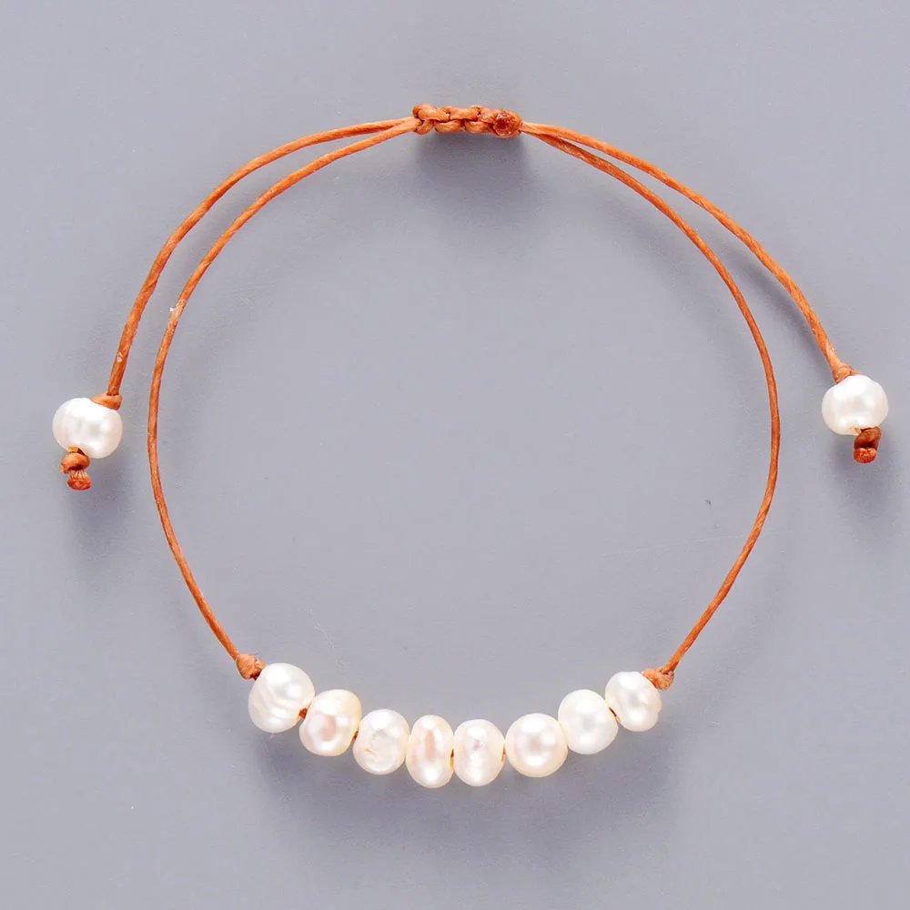 Simple Bracelet Classic Natural Freshwater Pearls Adjustable Bracelet Boho Bead Sister String Bracelet Mother’s Day Gift