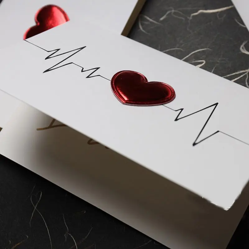 Valentine's day heart-shape LOVE  stereo greeting card Heartbeat design card 634E
