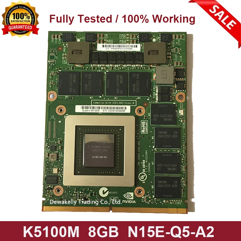 

High Quality K5100M K 5100M 8GB N15E-Q5-A2 VGA Video Graphic Card For DELL M6700 M6800 HP 8770W ZBOOK17 G1 G2 Fast Shipping