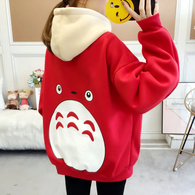 Zuolunouba Winter Women Hoody Sweatshirt Printed Cartoon Anime Harajuku Kawaii Loose Long Sleeve St