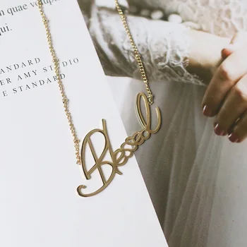 

Amaiyllis 18k GOD BLESS YOU Charms Clavicle Necklace Pendants Gold Color For Women Christmas Collar Necklace Jewelry