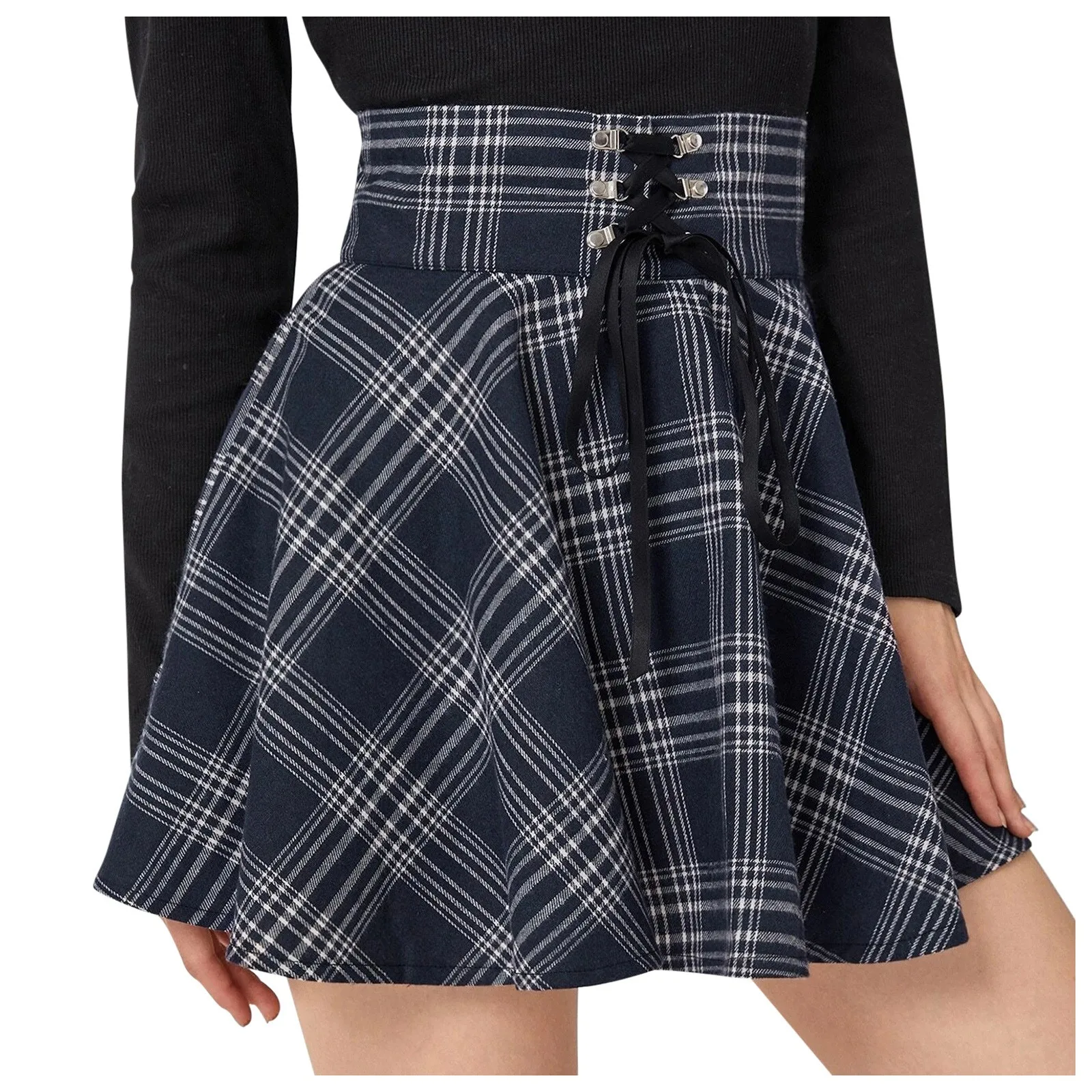 Minifalda con cremallera en la espalda para Mujer, Falda corta con estampado a cuadros, Retro, Punk, elegante, para primavera y verano