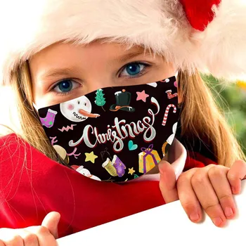 

Children Washable Mouth Mask Christmas Printed Face Mask Reusable Protective Mouth Cover Earhook Mouth Muffle mascarilla New Hot