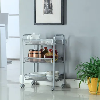 

Honeycomb Mesh Style Three Layers Removable Storage Cart Silver Kitchen Storage Supplies TP899